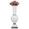 Decorative Trumpet Floor Vase, Silver Studs, White Pearl Design, 40 Inch, Floral Display, Living Room, Entryway, Dining Room, Elegant Statement Piece, Home Accent, Wedding Decor, Unique Tall Vase